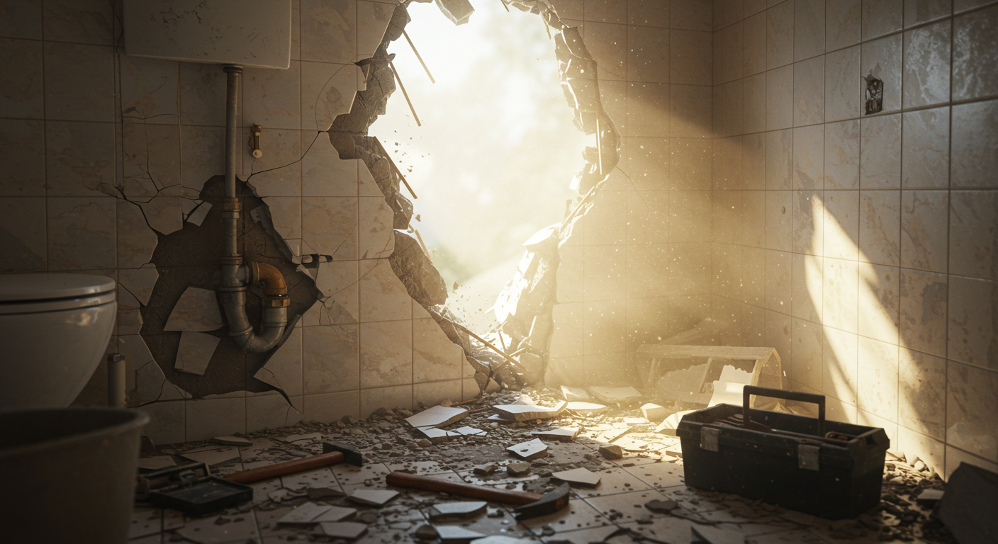 Professional demolition equipment and team